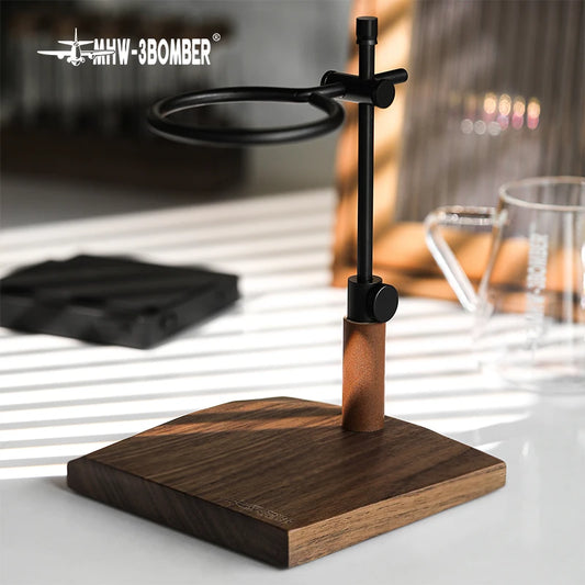 MHW-3BOMBER Pour Over Coffee Holder Drip Station Vintage Dripper Stand Adjustable Coffee Filter Rack Wooden Base Barista Tools